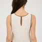 CONTRAST TRIM SLEEVELESS LINEN CROP TOP