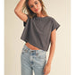 ROUND NECK CUFFED SLEEVE  TOP