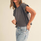 ROUND NECK CUFFED SLEEVE  TOP