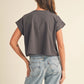 ROUND NECK CUFFED SLEEVE  TOP
