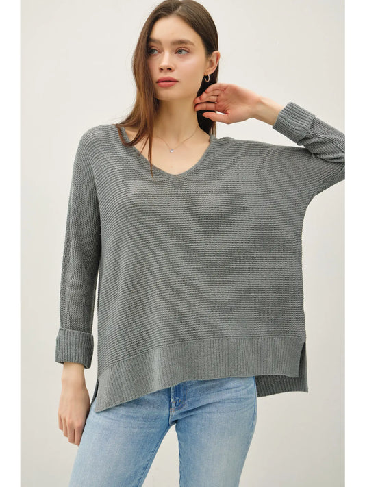 V-NECK DOLMAN SLEEVE SWEATER