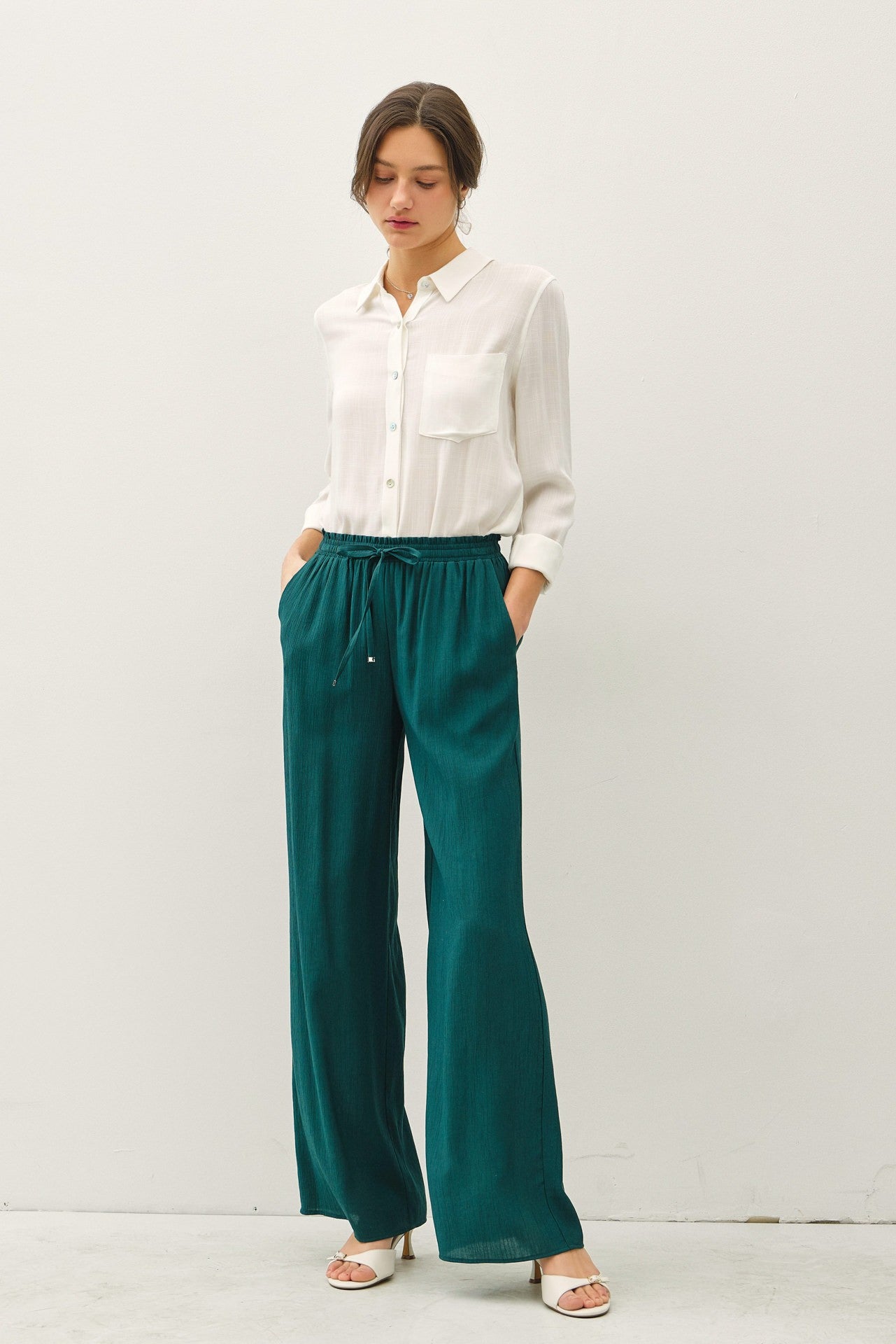 CRINKLE WIDE LEG PANTS