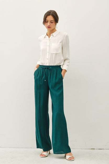 CRINKLE WIDE LEG PANTS