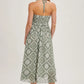 GEO PRINT SMOCKED HALTER DRESS