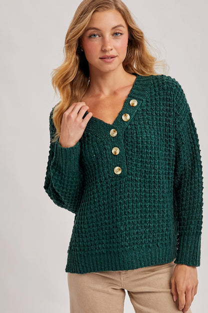 THERMAL HENLEY SWEATER