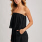 STRAPLESS EMBROIDERED TRIM JUMPSUIT