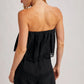 STRAPLESS EMBROIDERED TRIM JUMPSUIT