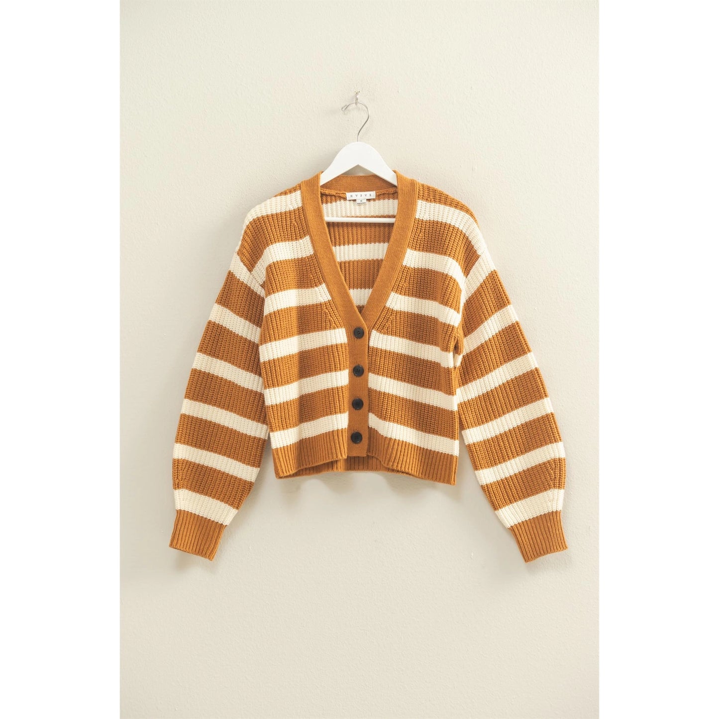 STRIPED NECK LONG SLEEVE SWEATER