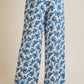 WAIST ELASTIC FRONT SELF TIE FLORAL PANTS