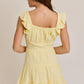 RUFFLE SHOULDER LACE TRIM MINI DRESS