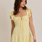 RUFFLE SHOULDER LACE TRIM MINI DRESS
