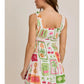 SQUARE NECK SLEEVELESS SMOCKED MINI DRESS