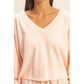 V NECK LONG SLEEVE CROP TOP