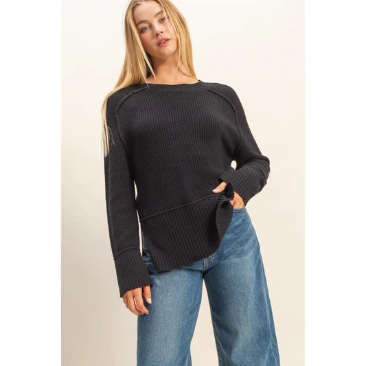 RAGLAN SIDE SLIT SWEATER