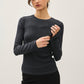 RIBBED CREWNECK LONG SLEEVE TOP