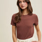 RIBBED KNIT BASIC T SHIRT
