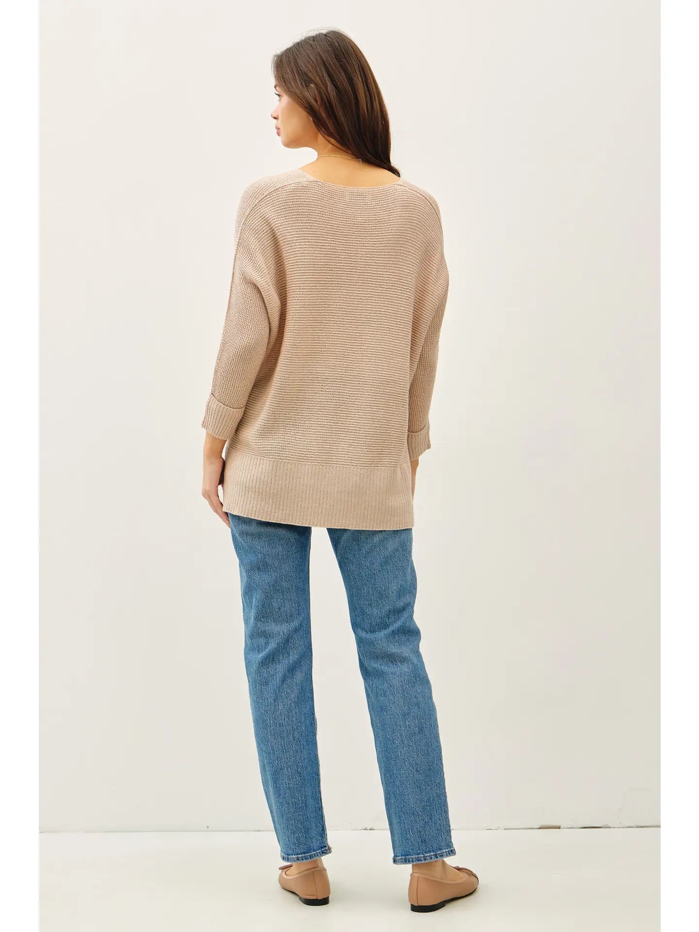 V-NECK DOLMAN SLEEVE SWEATER