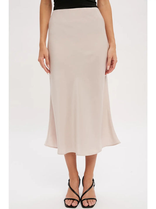 SATIN MIDI SKIRT