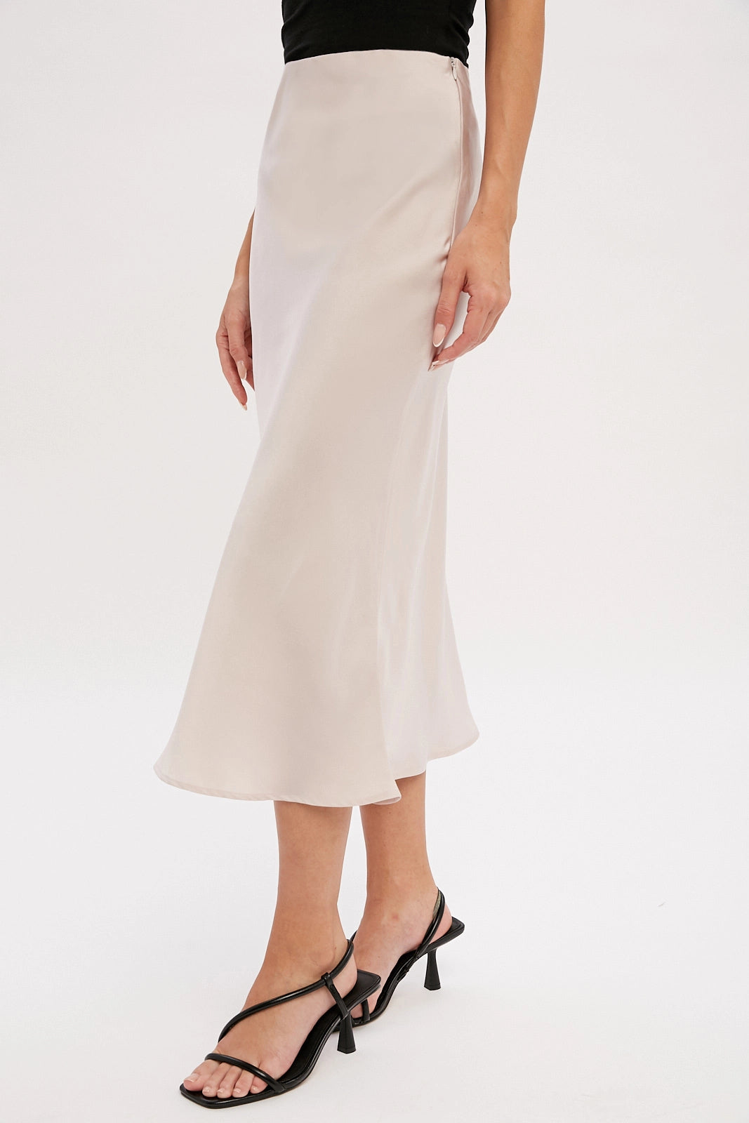 SATIN MIDI SKIRT