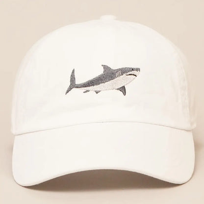 SHARK EMBROIDERED BASEBALL CAP