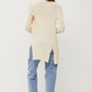 OPEN FRONT BACK SLIT RIBBED KNIT LONG CARDIGAN
