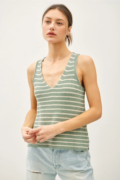 STRIPED SWEATER TANK