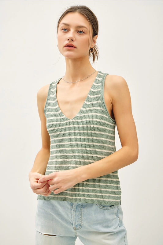 STRIPED SWEATER TANK
