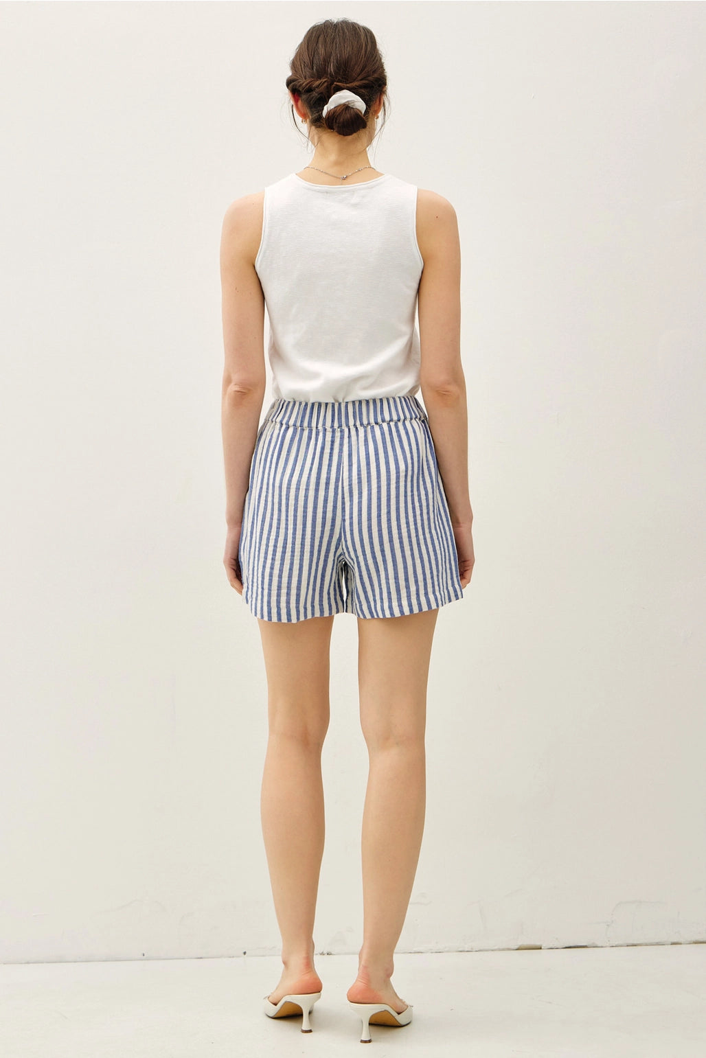 STRIPED COTTON GAUZE SHORT