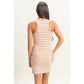 STRIPED SCOOP NECK BODYCON MINI DRESS