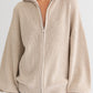 ZIP UP OVERSIZED SWEATER CARDIGAN