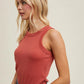 CREW NECK RIBBED KNIT TANK TOP