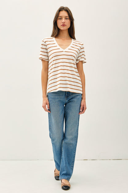LINEN VNECK TEE