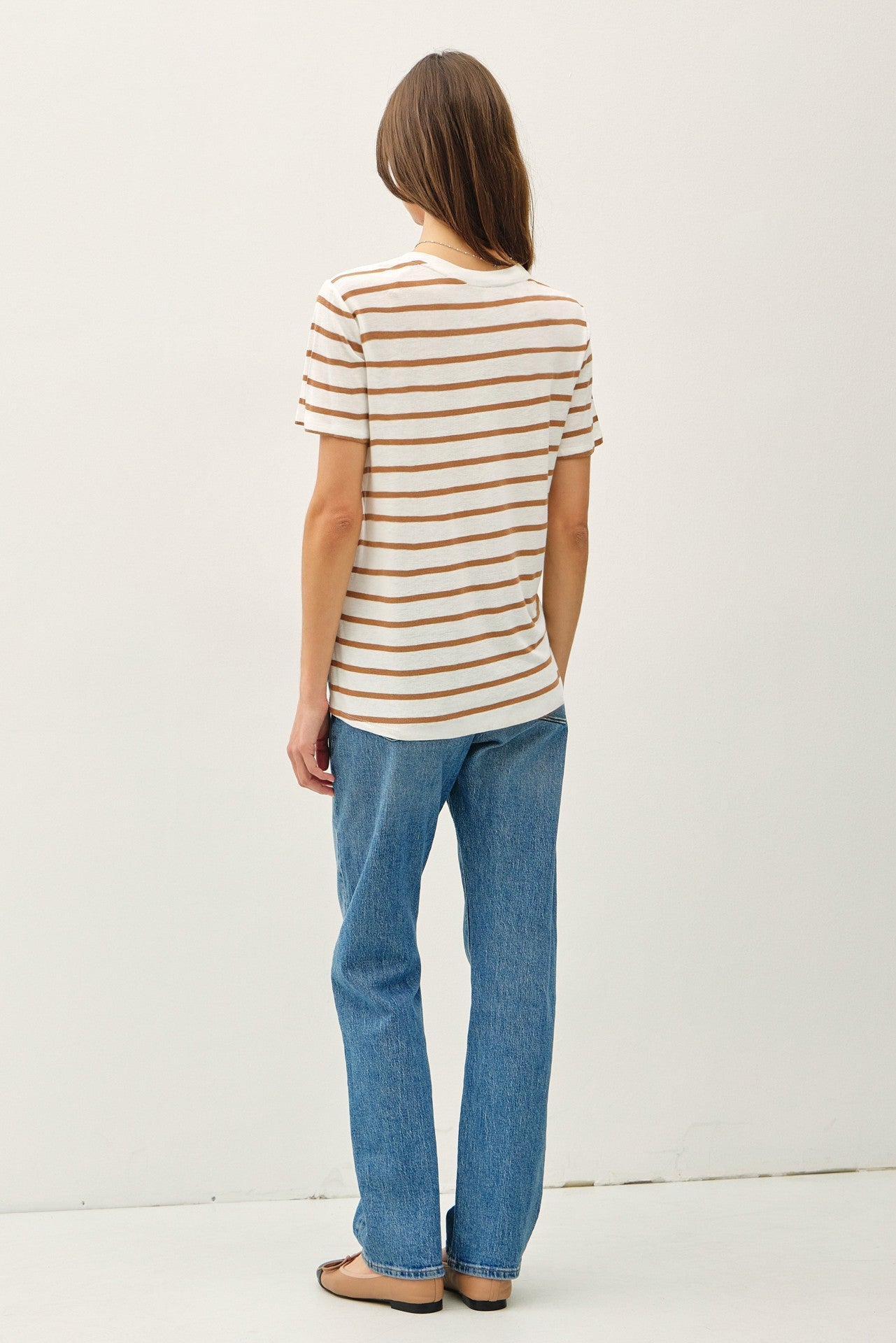 LINEN VNECK TEE