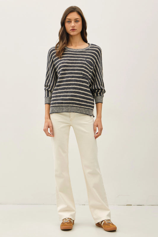 WAFFLE KNIT DOLMAN SWEATER