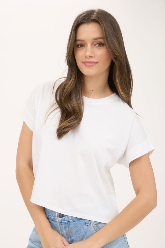WASHED SHORT SLEEVE KNIT TOP