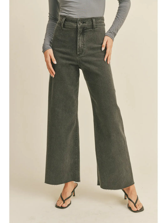 STRAIGHT WIDE LEG DENIM PANTS